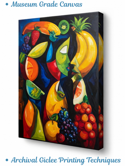 Tropical Muse: Abstract Fruit Portrait Canvas Art