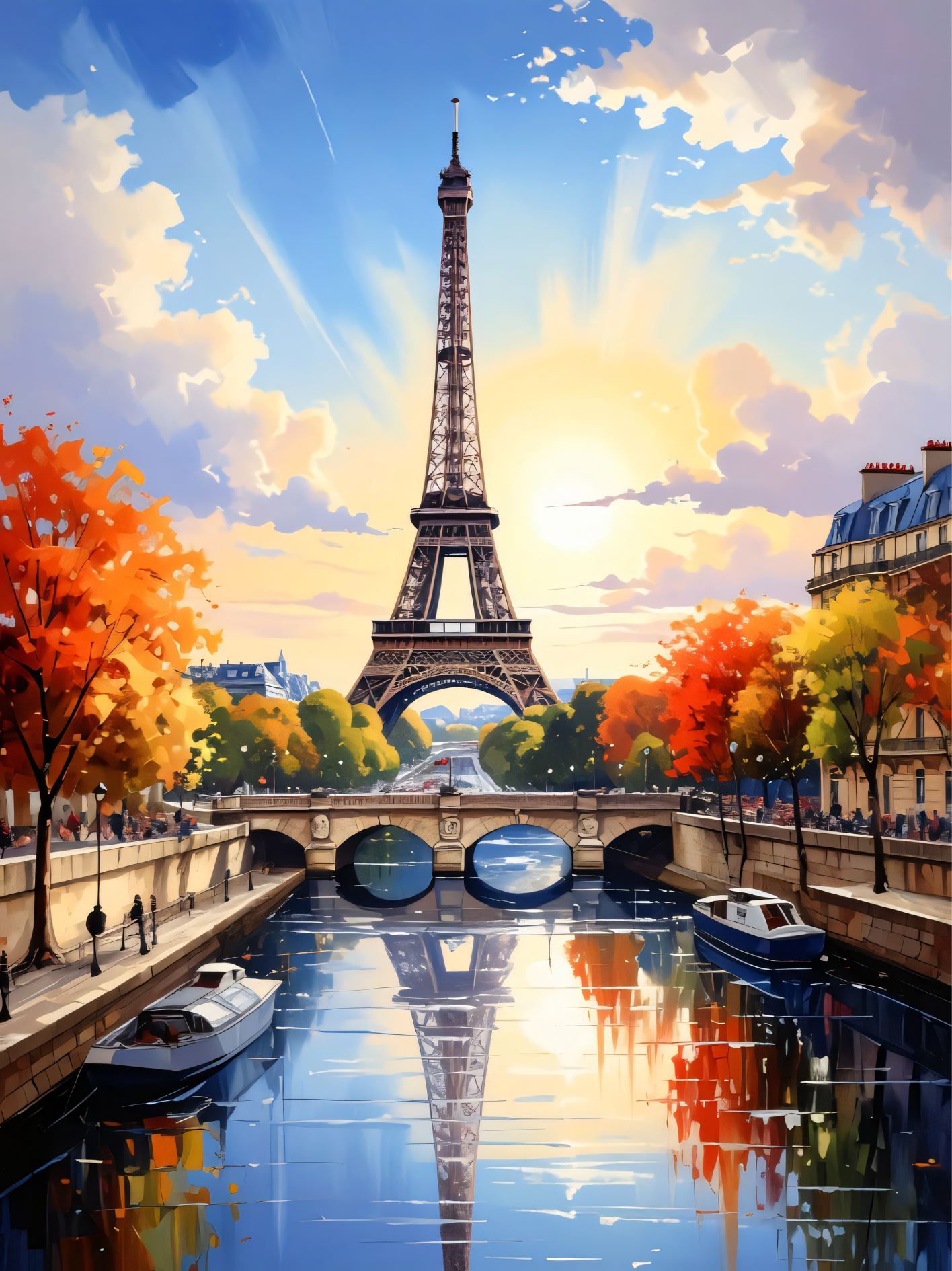 Parisian Radiance: Eiffel Tower Autumn Canvas Art