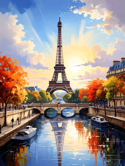 Parisian Radiance: Eiffel Tower Autumn Canvas Art