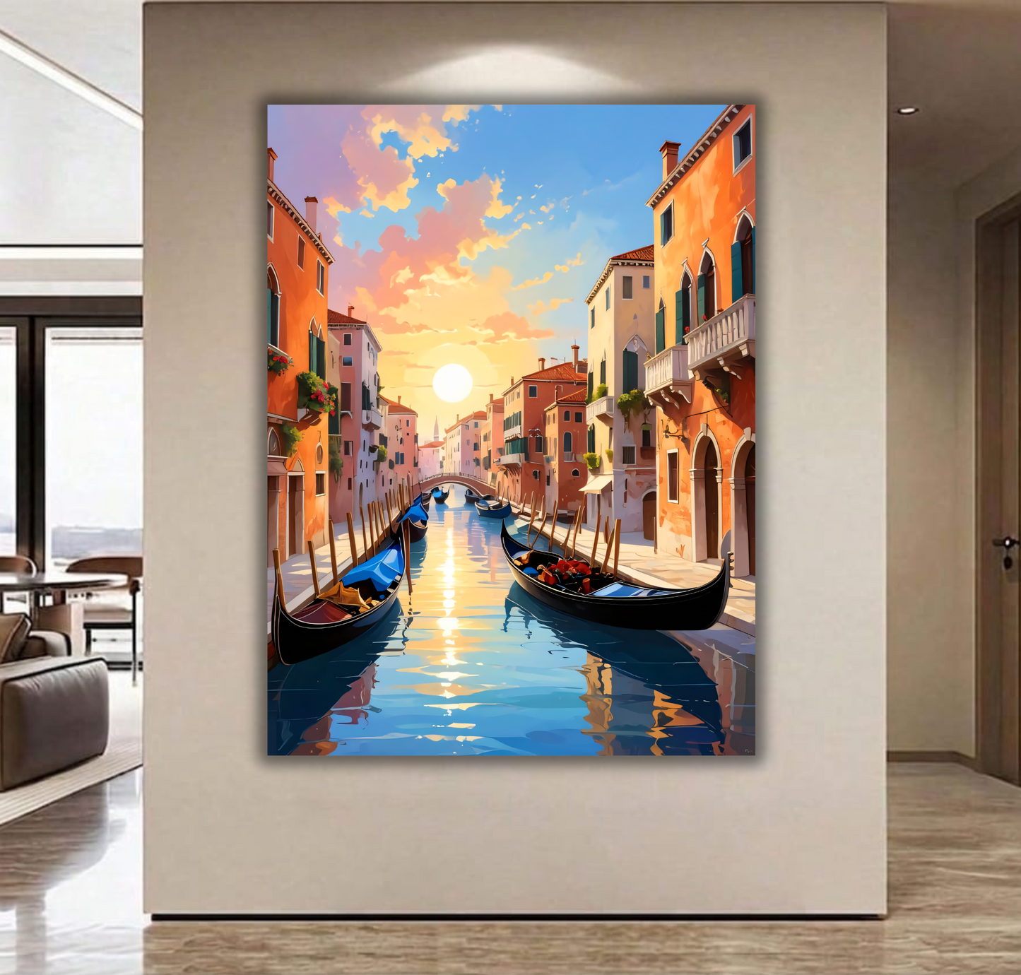 Venetian Glow: Sunset Canal Canvas Art