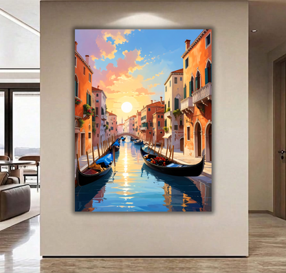 Venetian Glow: Sunset Canal Canvas Art