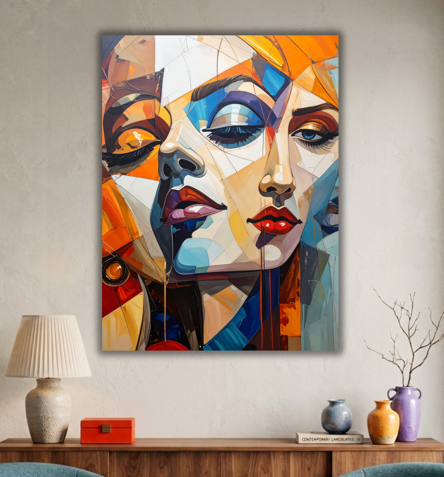 Prismatic Beauty: Abstract Portrait Canvas Art