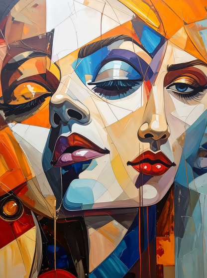Prismatic Beauty: Abstract Portrait Canvas Art