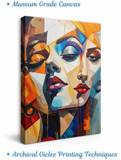 Prismatic Beauty: Abstract Portrait Canvas Art