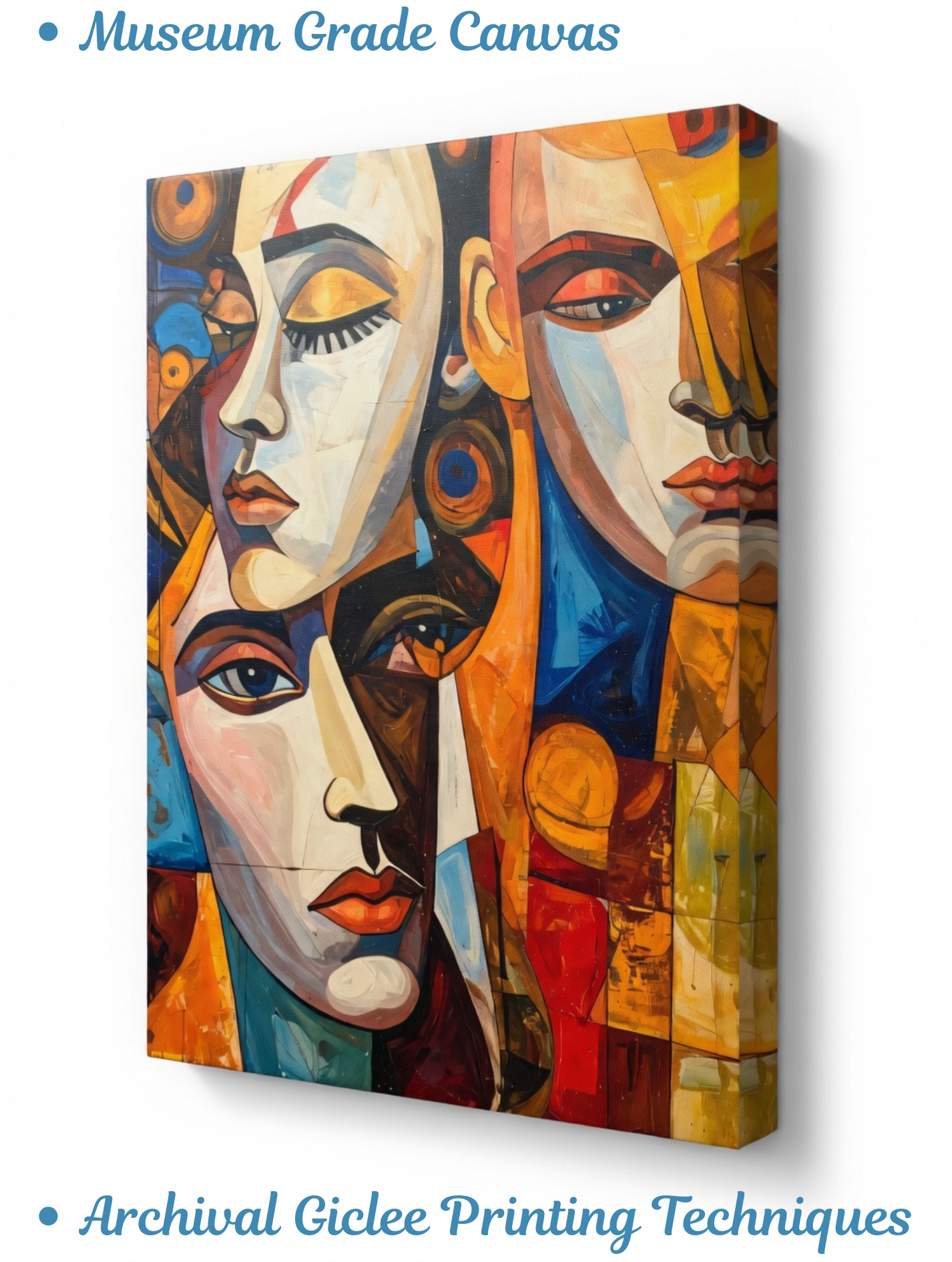 Abstract Unity: Cubist Faces Canvas Art