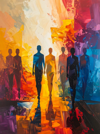 Prismatic Path: Vibrant Figure Silhouette Canvas Art