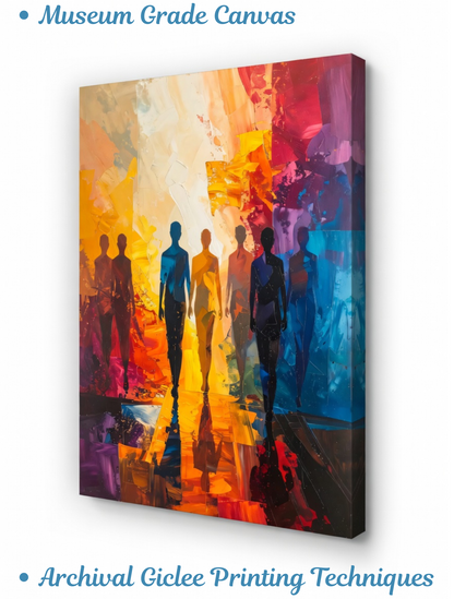 Prismatic Path: Vibrant Figure Silhouette Canvas Art