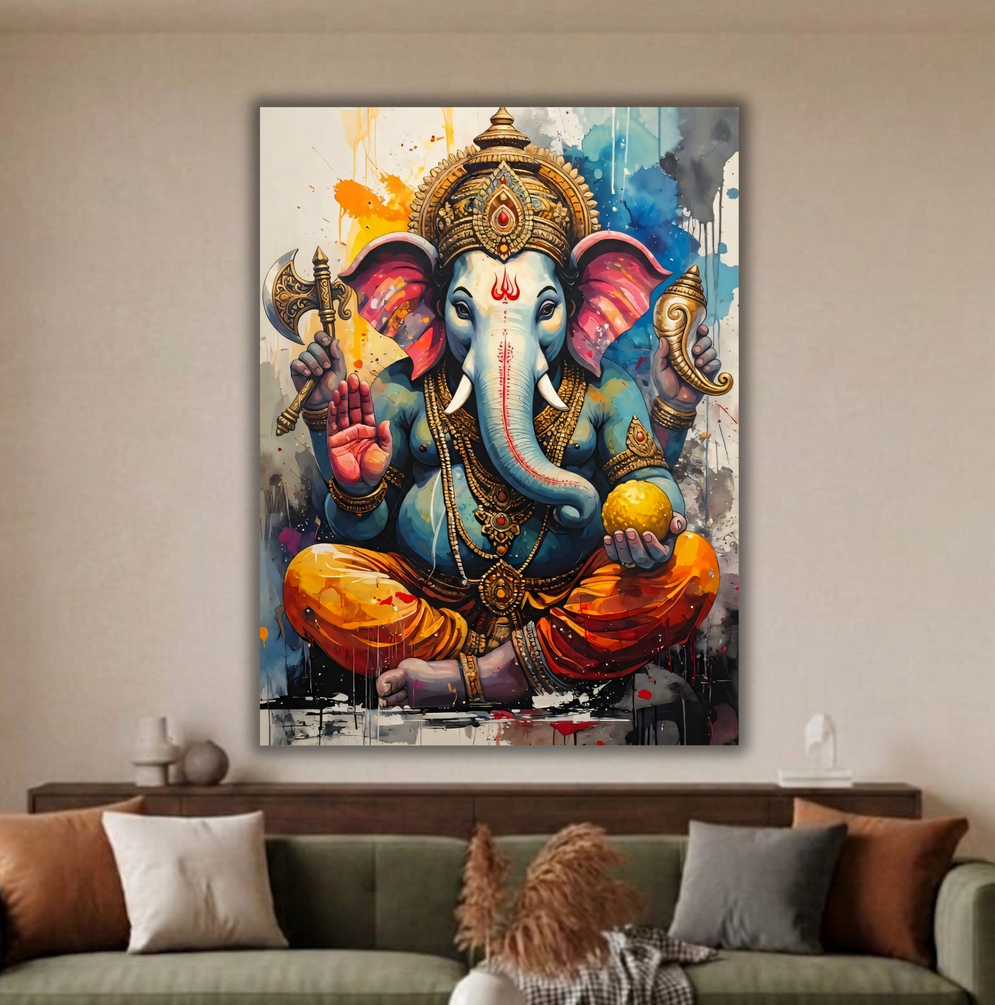 Divine Wisdom: Lord Ganesha Abstract Canvas Art