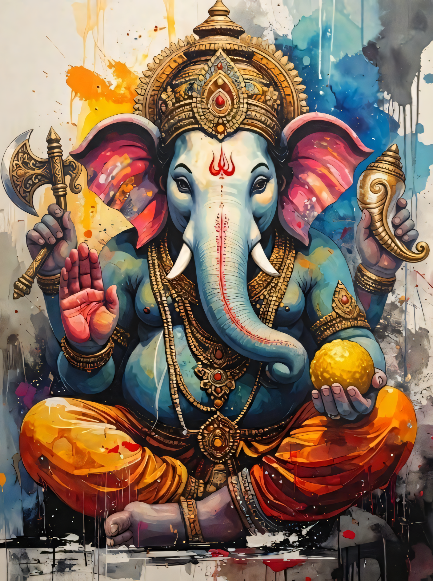 Divine Wisdom: Lord Ganesha Abstract Canvas Art
