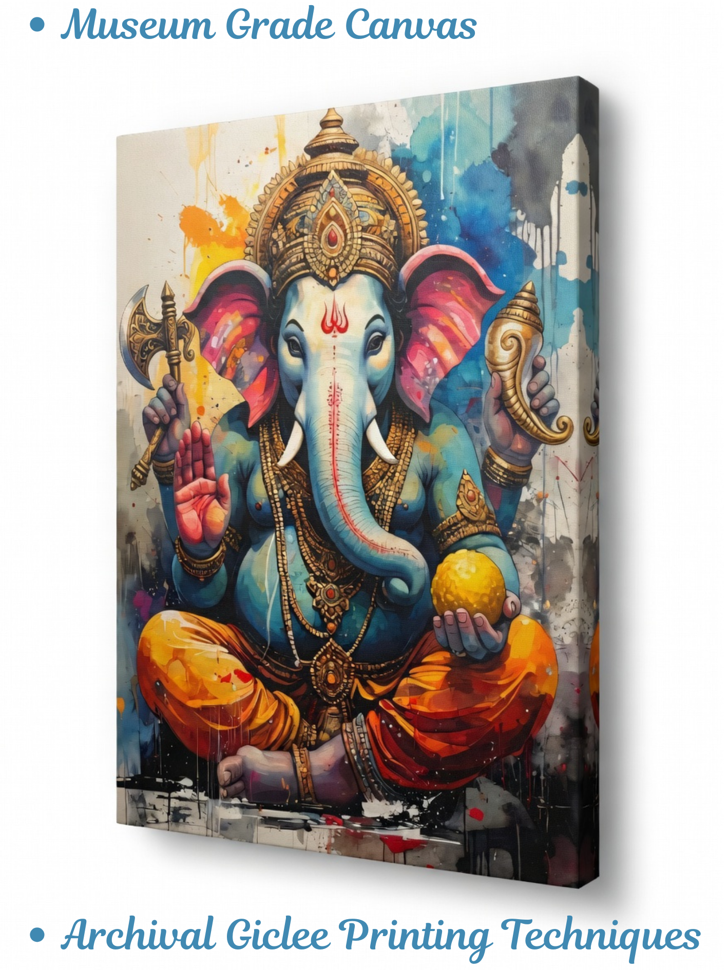 Divine Wisdom: Lord Ganesha Abstract Canvas Art
