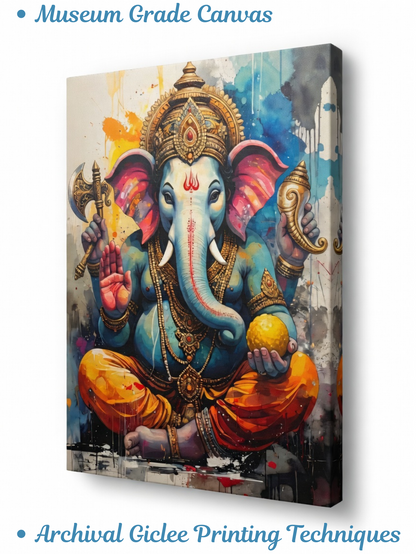 Divine Wisdom: Lord Ganesha Abstract Canvas Art