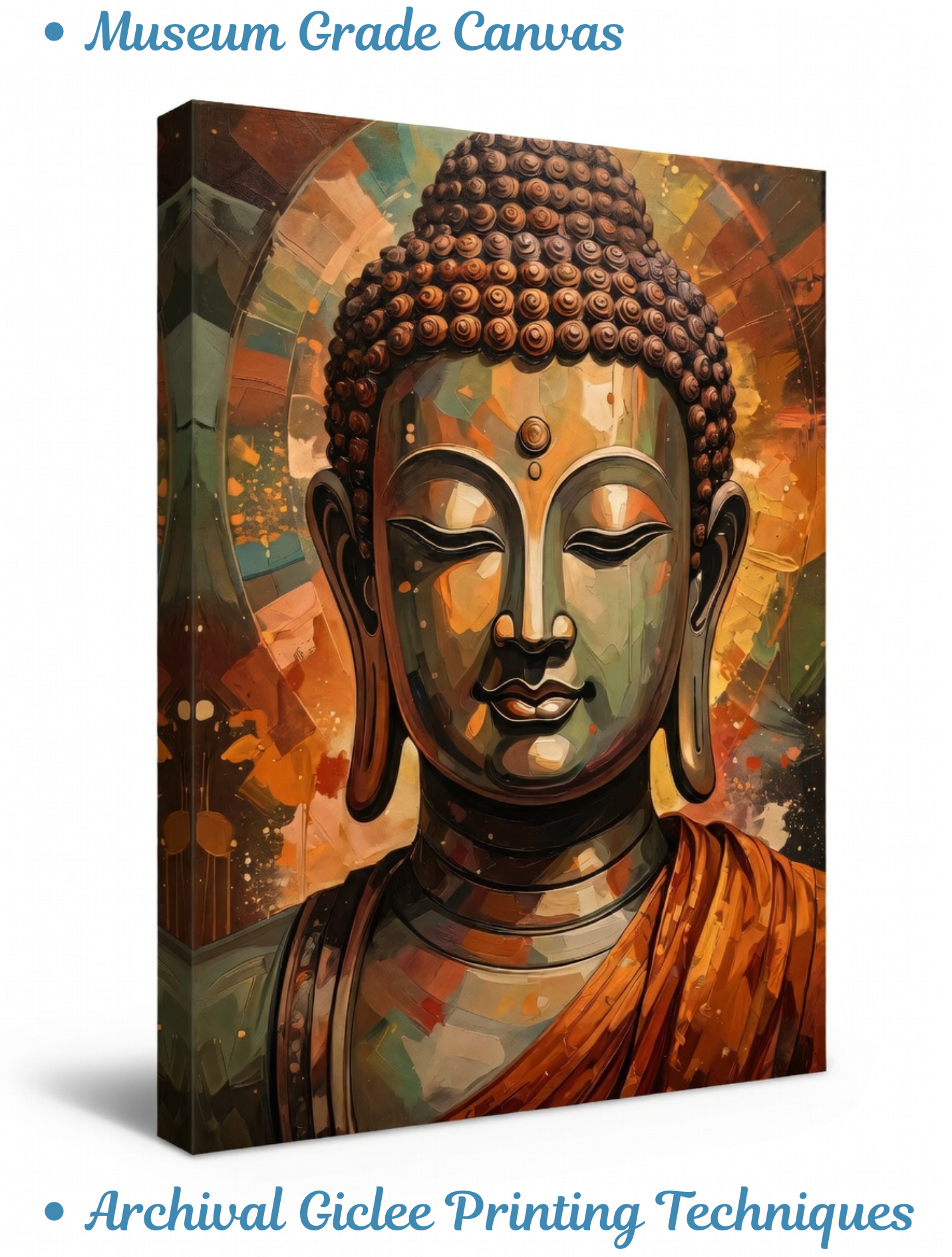 Radiant Zen: Golden Buddha Abstract Canvas Art