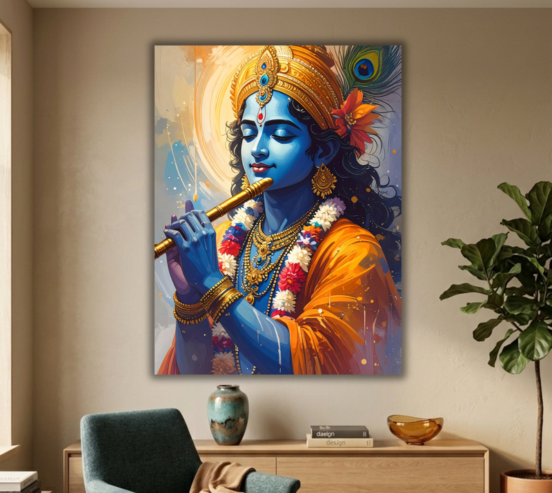 Sacred Melody: Lord Krishna Canvas Art print