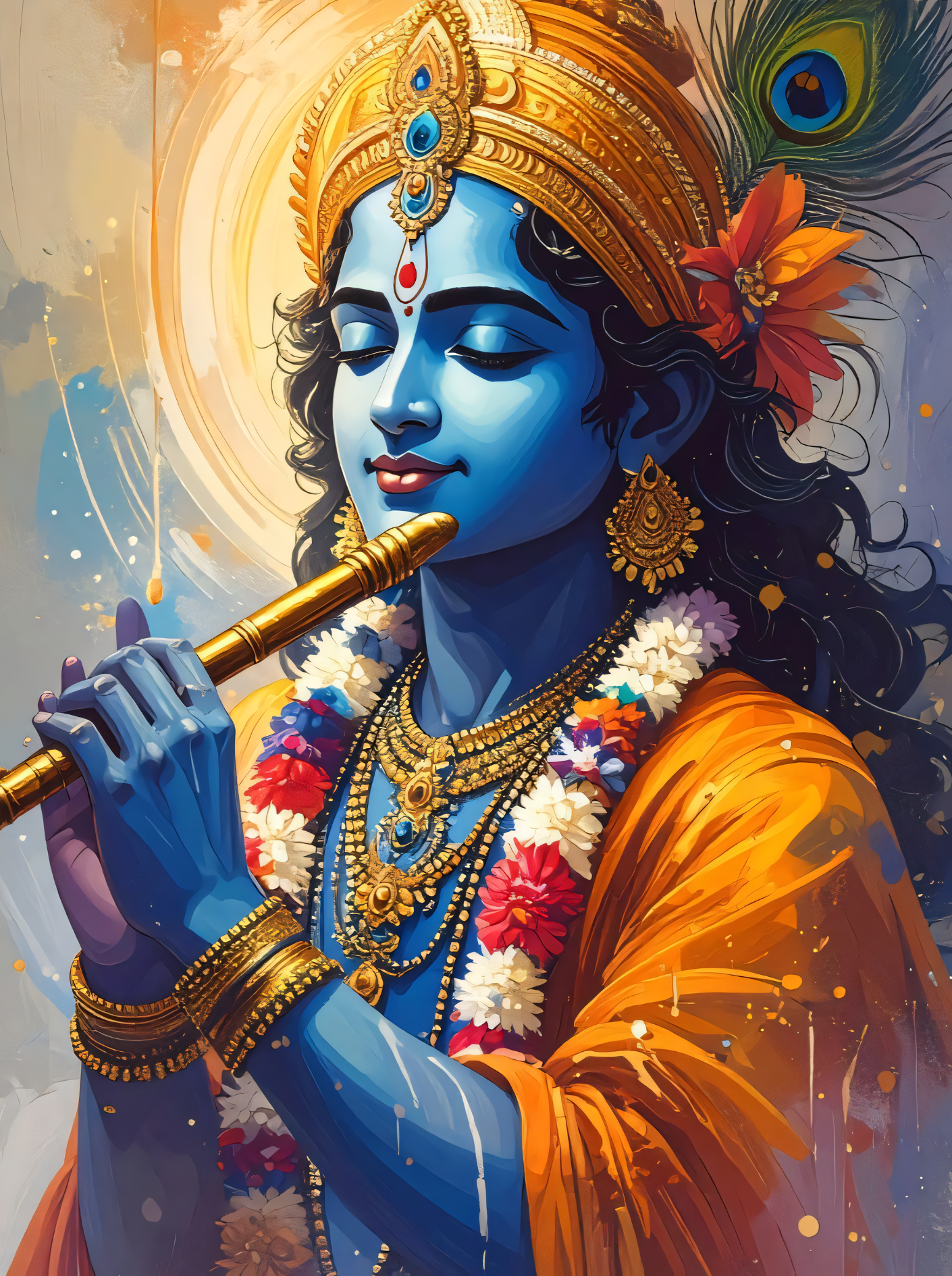 Sacred Melody: Lord Krishna Canvas Art print