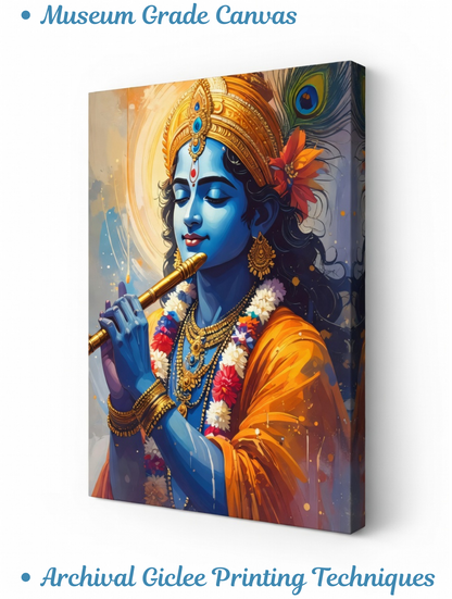Sacred Melody: Lord Krishna Canvas Art print
