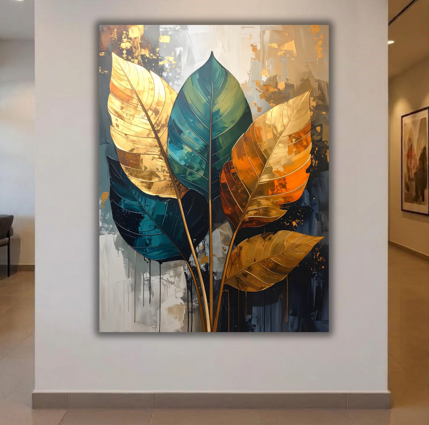Gilded Emerald & Amber Botanical Canvas