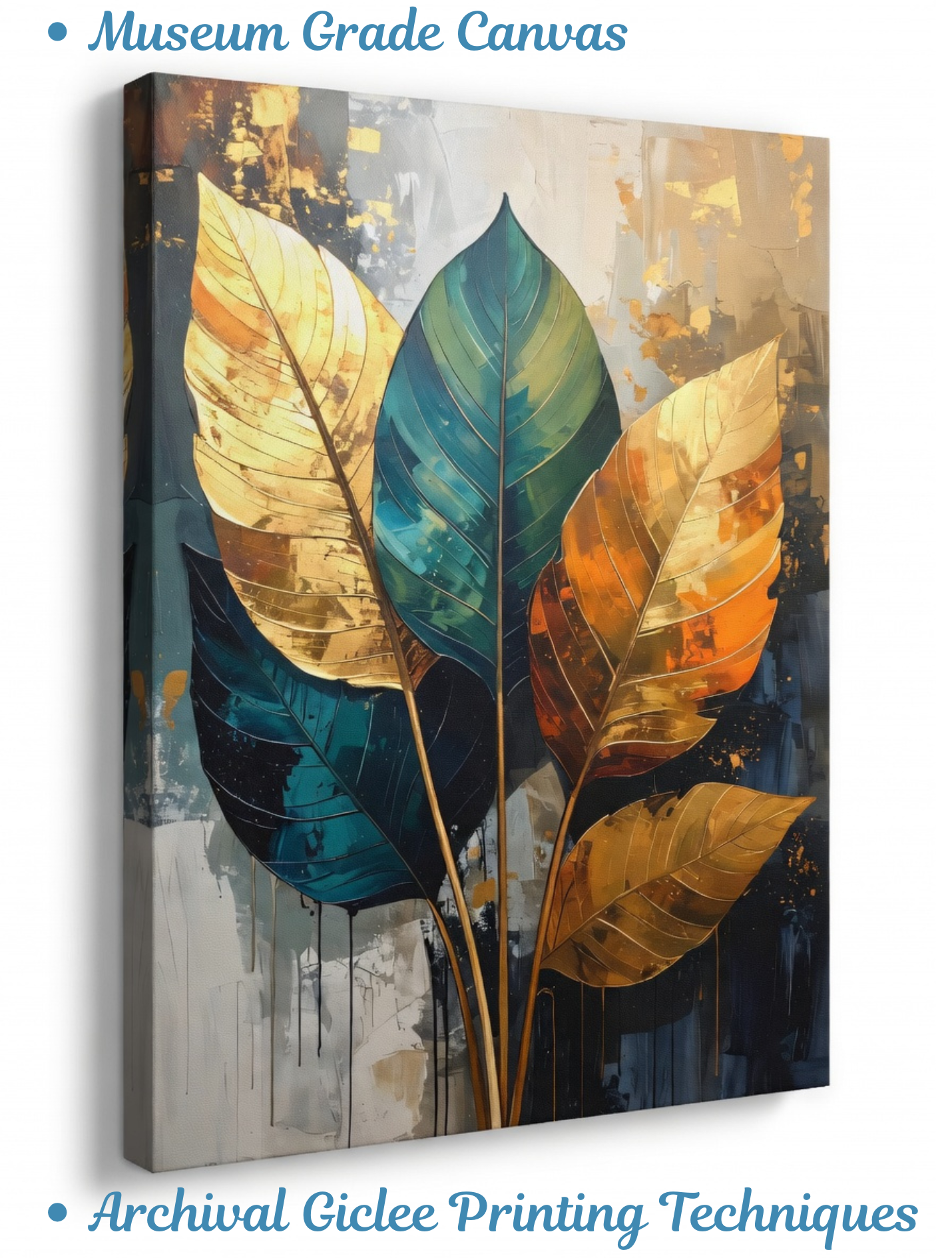 Gilded Emerald & Amber Botanical Canvas