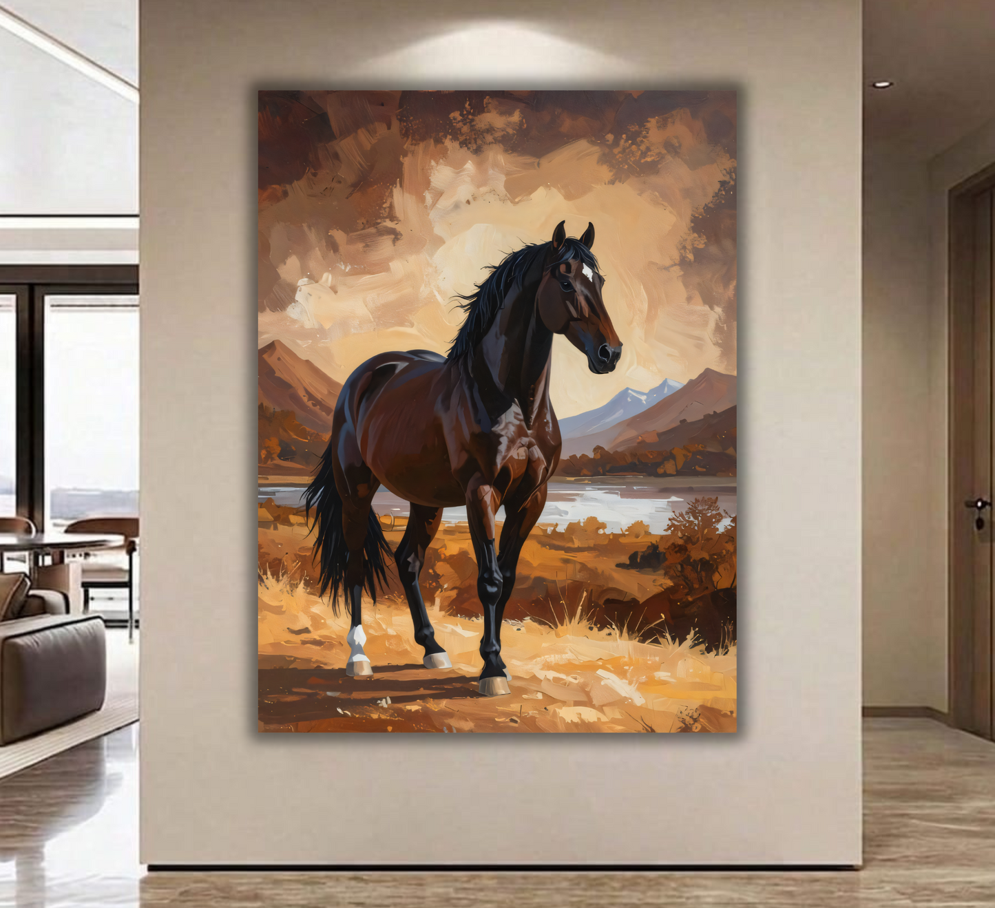 Majestic Bay Stallion – Mountain Wilderness Canvas Art
