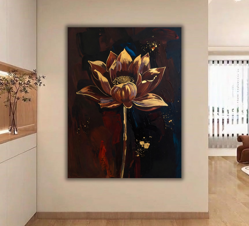 Golden Lotus on Midnight Velvet