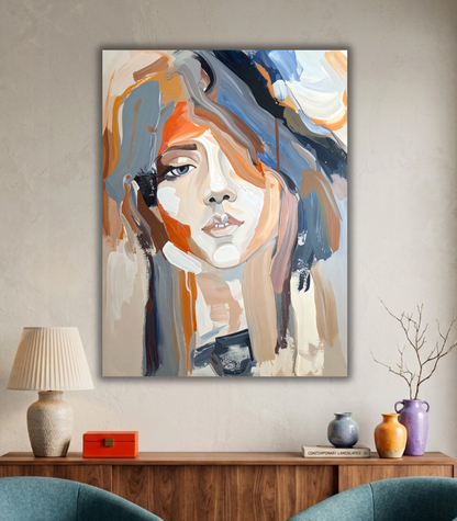 Modern Muse – Abstract Expressionist Portrait Canvas Art