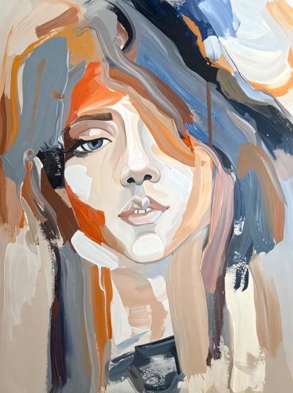 Modern Muse – Abstract Expressionist Portrait Canvas Art