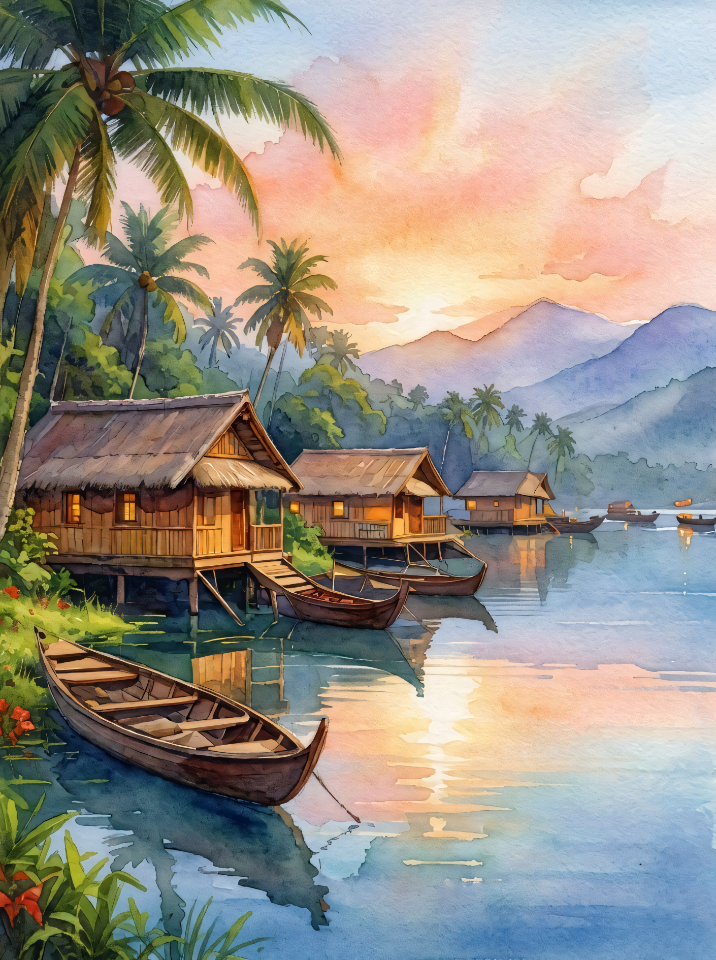 Sunset Over the Tropical Lagoon