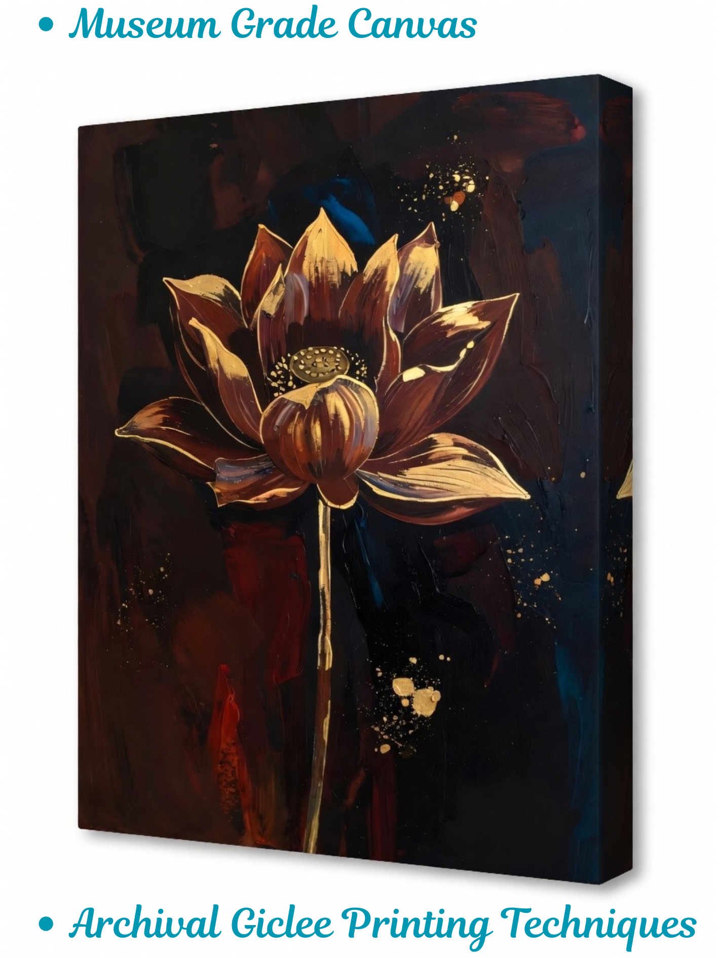 Golden Lotus on Midnight Velvet