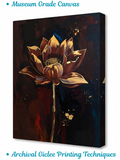 Golden Lotus on Midnight Velvet