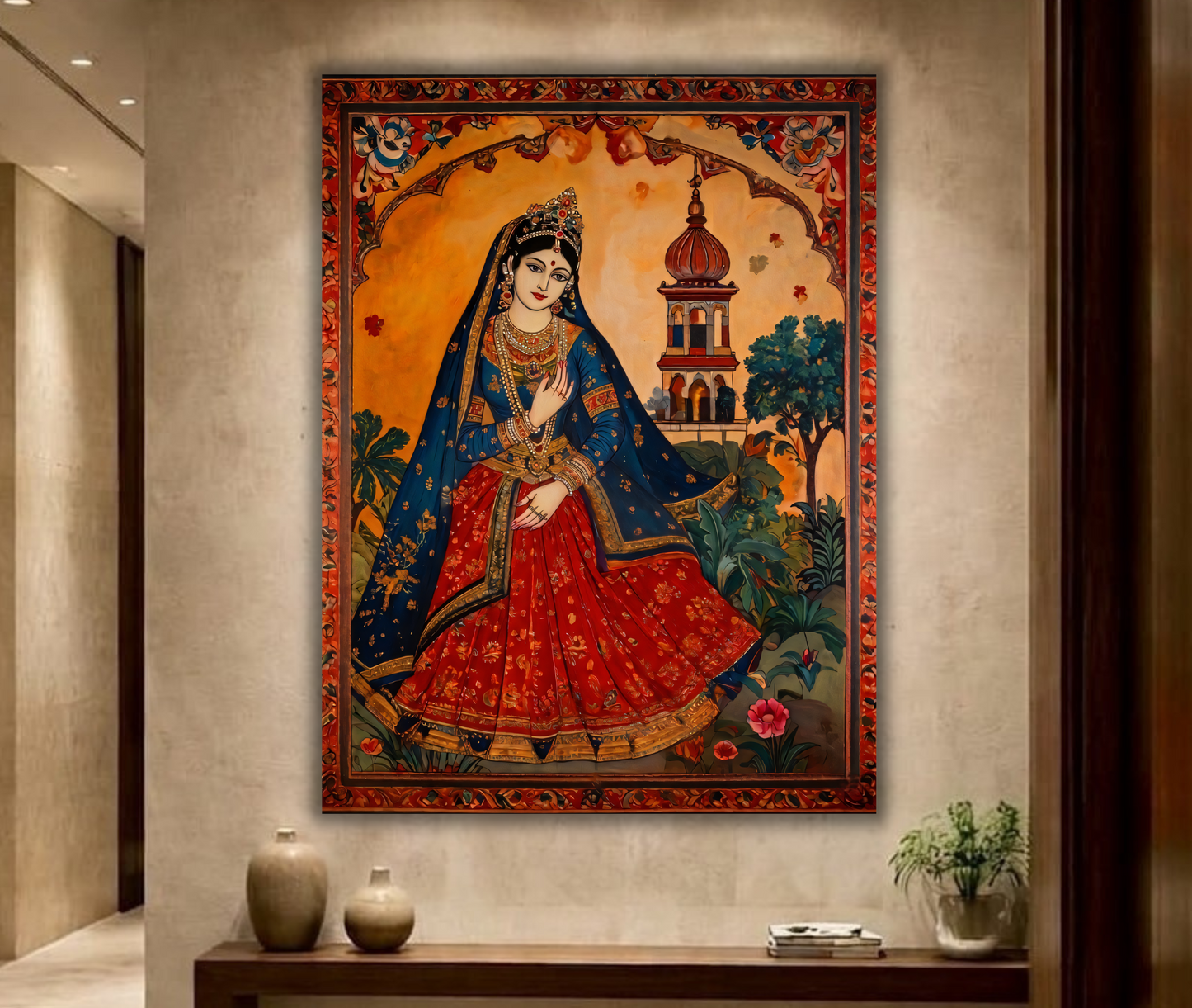 Royal Elegance: Vintage Indian Queen Traditional Canvas Art
