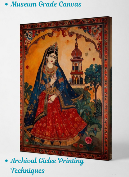 Royal Elegance: Vintage Indian Queen Traditional Canvas Art