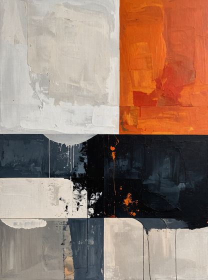 Amber Contrast: Modern Industrial Block Abstract Canvas Art