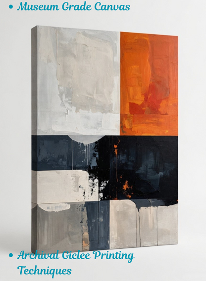 Amber Contrast: Modern Industrial Block Abstract Canvas Art