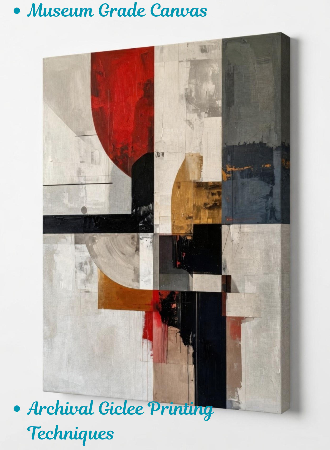 Crimson Pulse: Abstract Geometric Constructivist Canvas Art