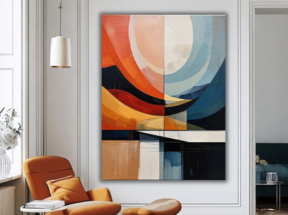 Celestial Balance: Abstract Sunset & Moonrise Canvas Art