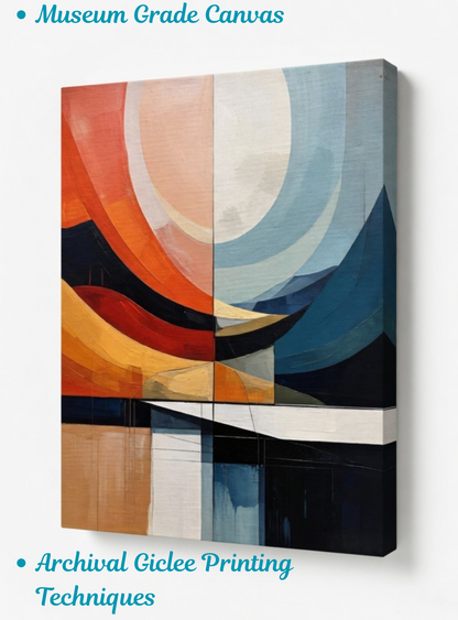 Celestial Balance: Abstract Sunset & Moonrise Canvas Art