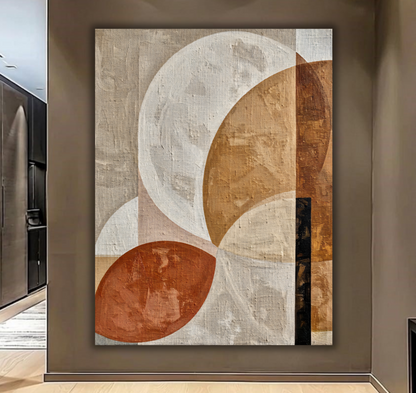 Terracotta Echoes: Modern Organic Geometric Canvas Art