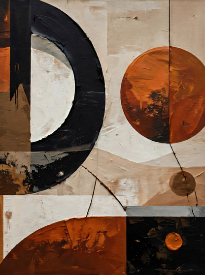 Eclipse & Earth: Modern Industrial Abstract Canvas Art