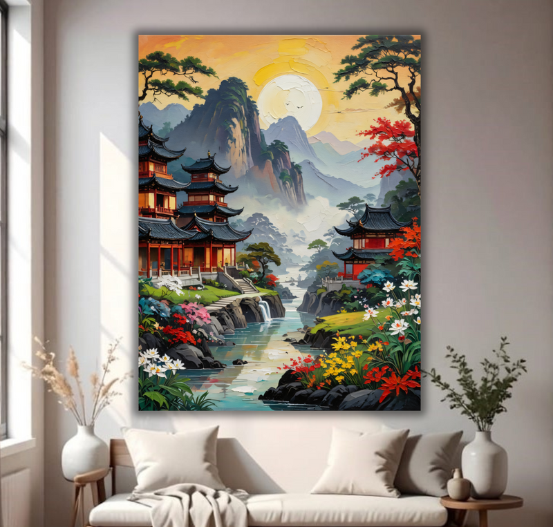 Serene Sanctuary: Imperial Mountain Landscape Canvas Art