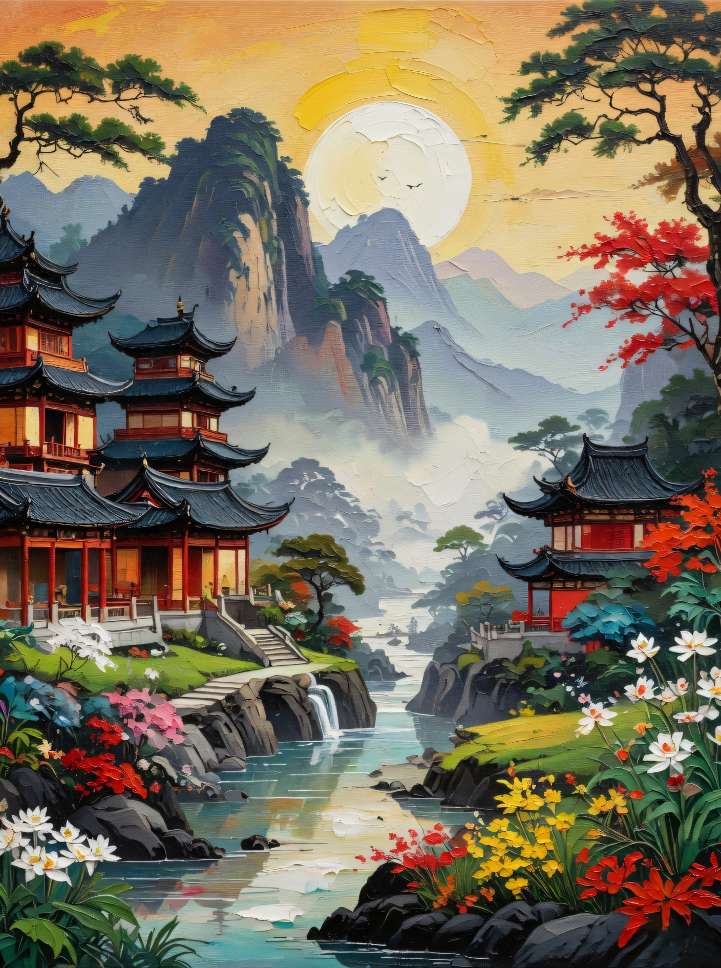 Serene Sanctuary: Imperial Mountain Landscape Canvas Art