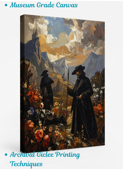 The Guardians' Path: Gothic Landscape Canvas Art Print