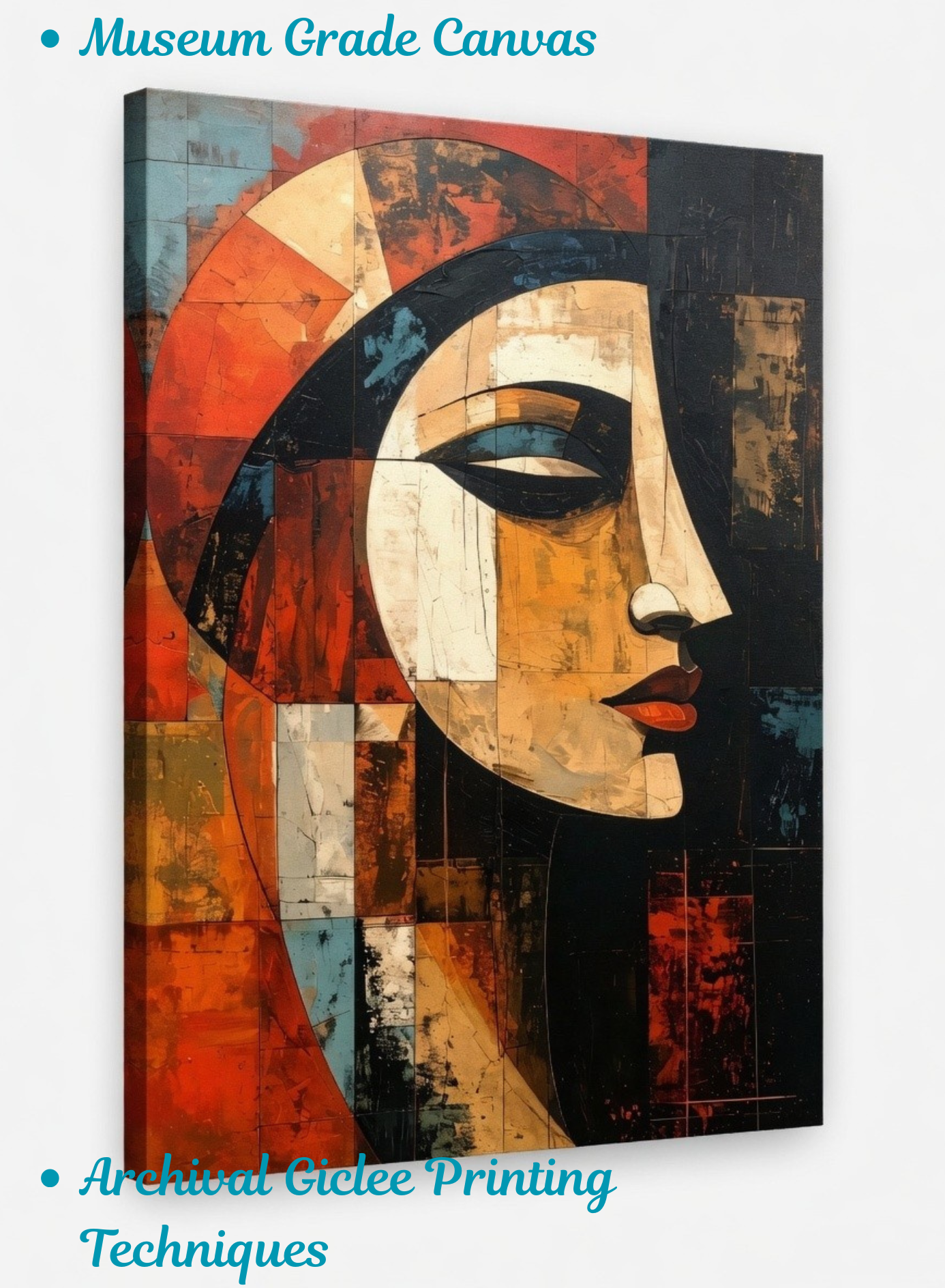 Celestial Silhouette: Mid-Century Cubist Portrait Canvas Art