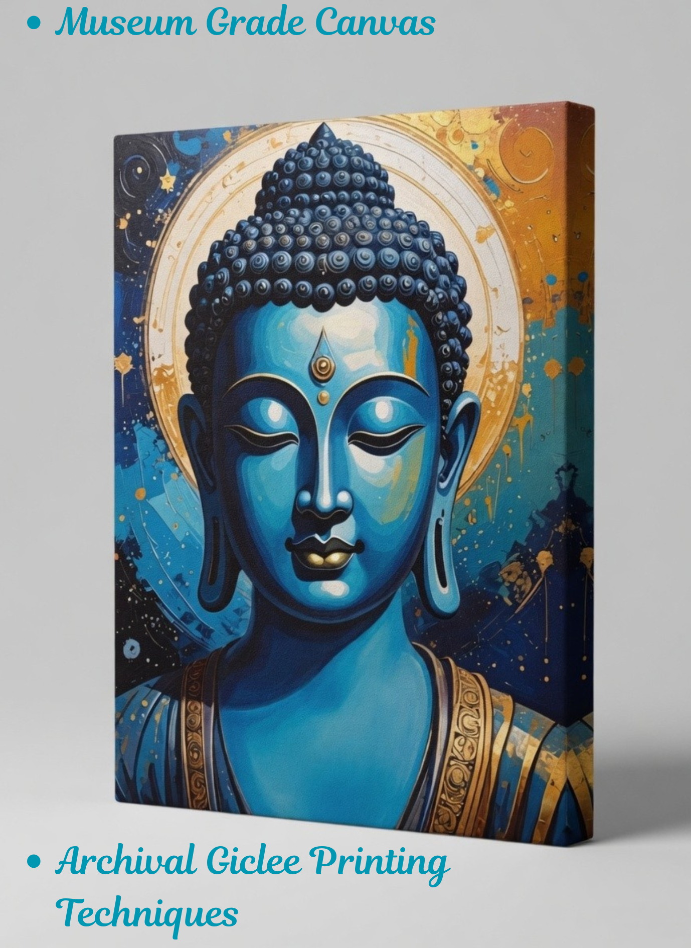 Cosmic Serenity: Abstract Blue Buddha Canvas Art Print