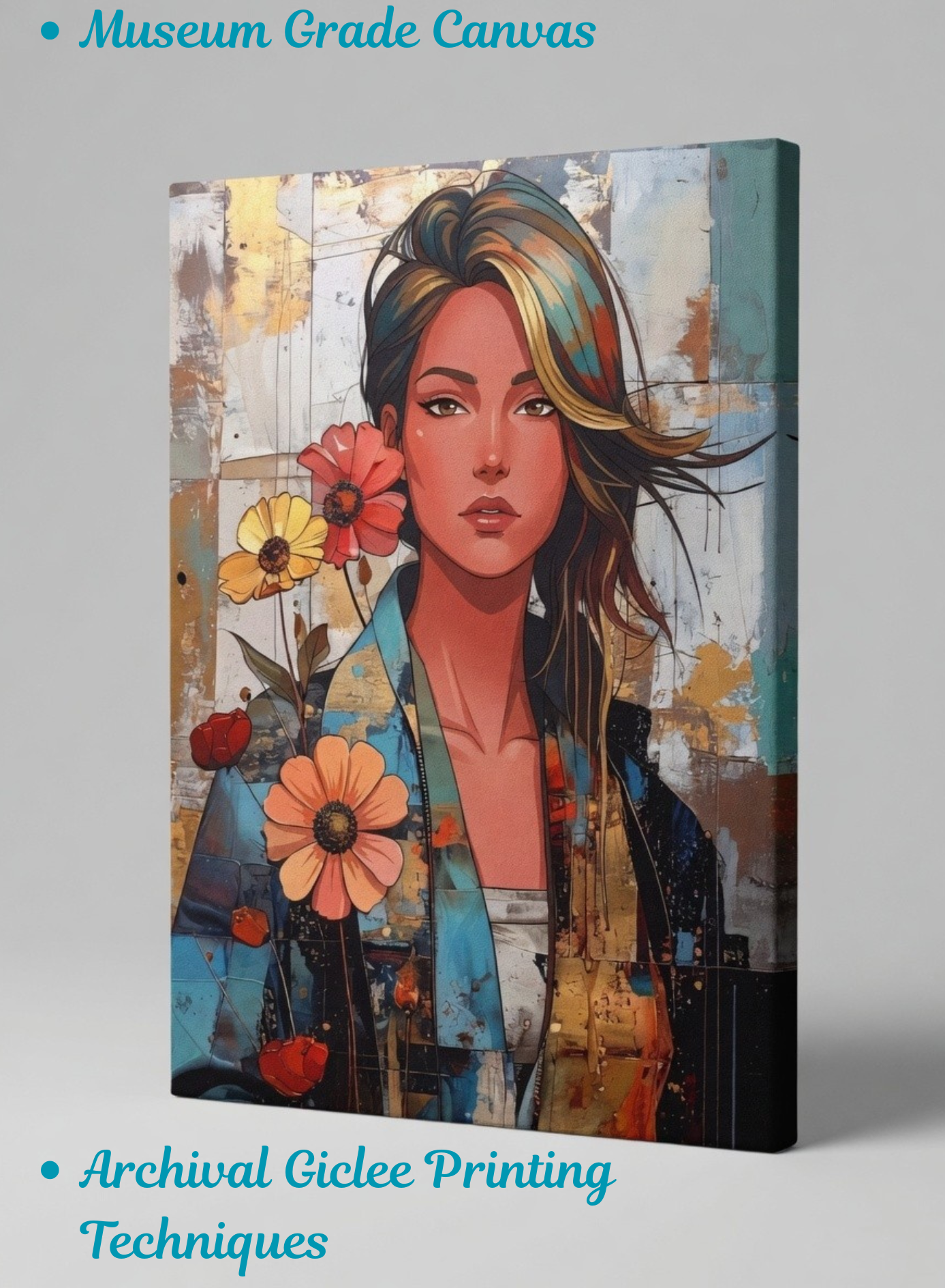 Urban Blossom: Modern Pop Art Portrait Canvas Print