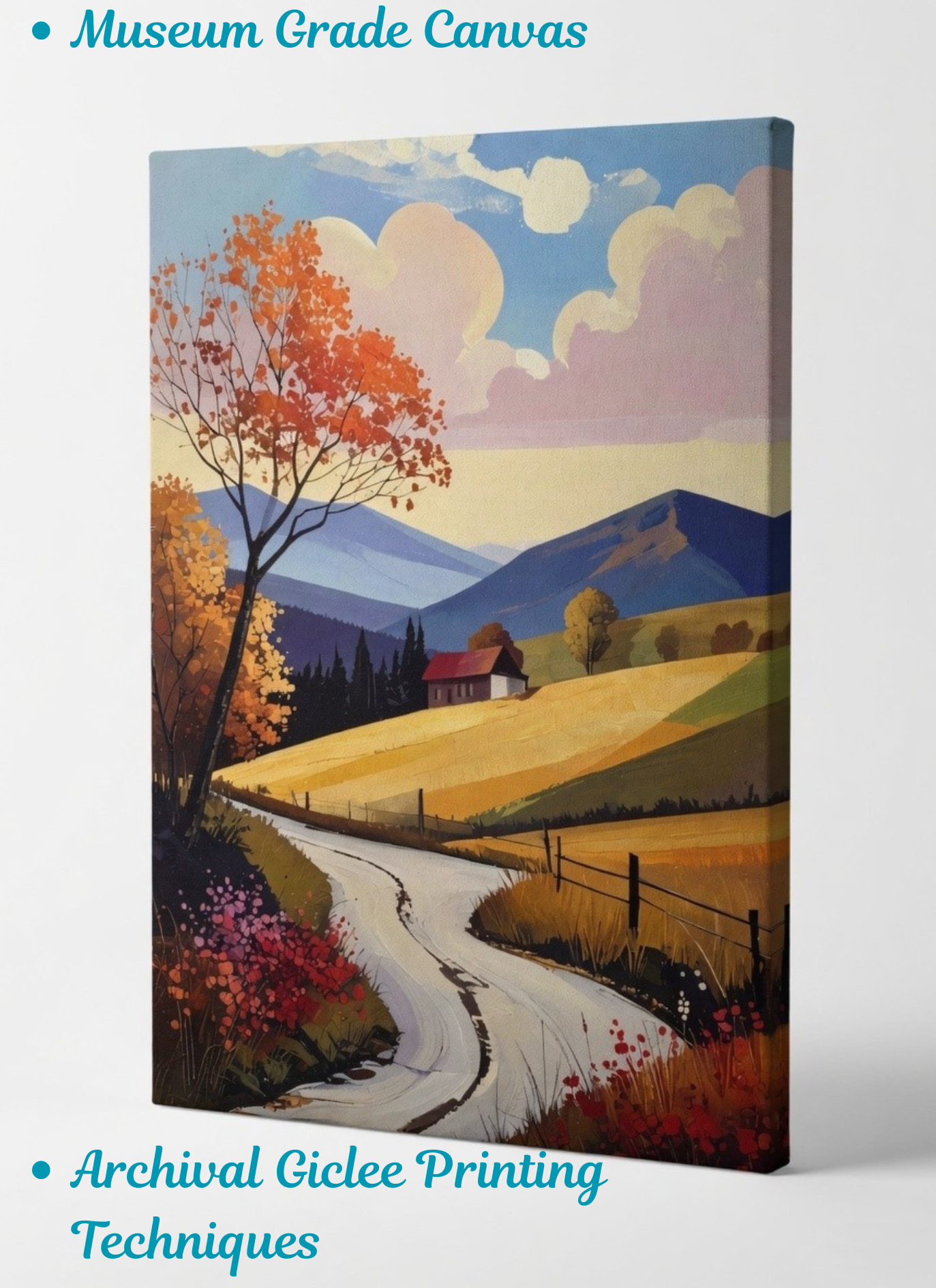 Autumn Countryside: Modern Expressionist Mountain Landscape