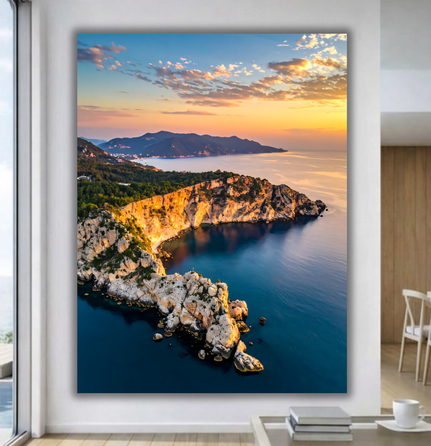 Sunny Horizon: Mediterranean Coastal Cliffs Canvas Art Print