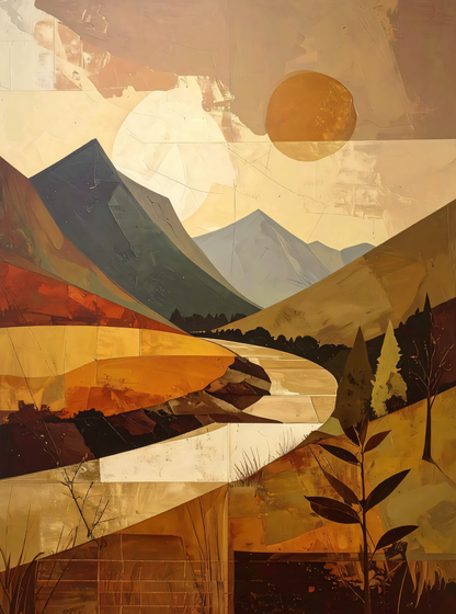 Desert Solitude: Modern Abstract Southwestern Landscape