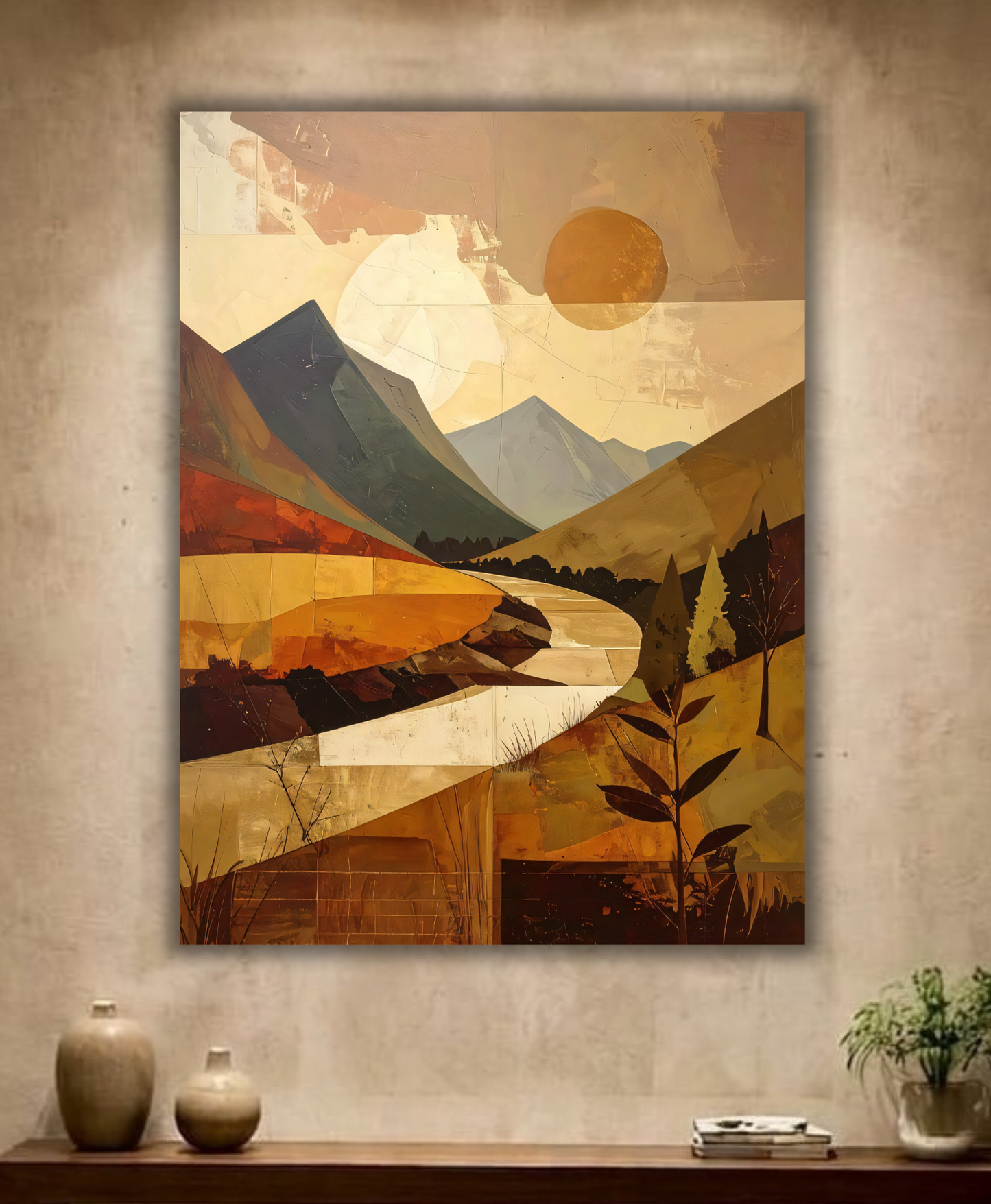 Desert Solitude: Modern Abstract Southwestern Landscape