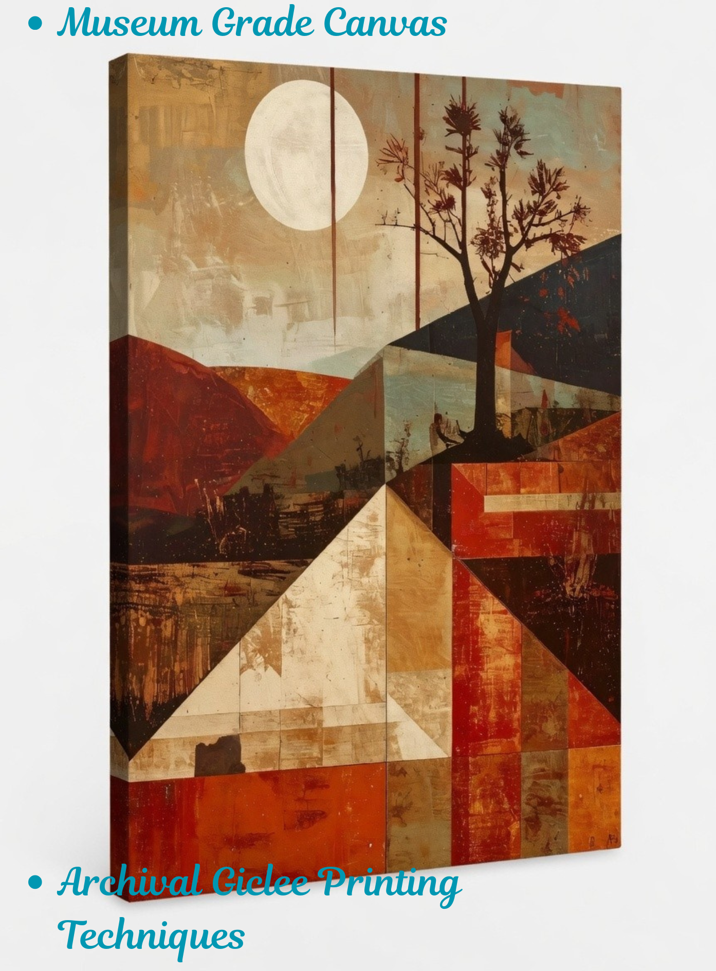 Terracotta Geometry: Modern Abstract Landscape Canvas Art