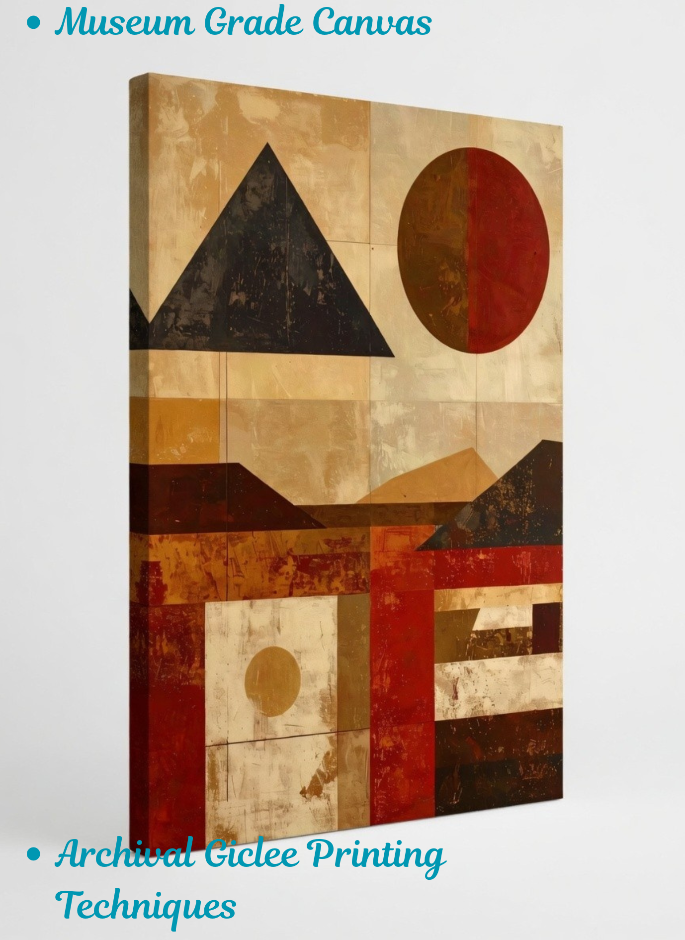 Crimson Eclipse: Modern Geometric Abstract Canvas Art