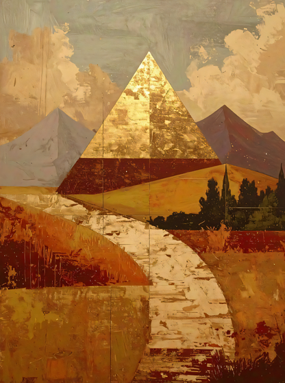 Celestial Peaks: Geometric Abstract Mountain Landscape Canvas Print